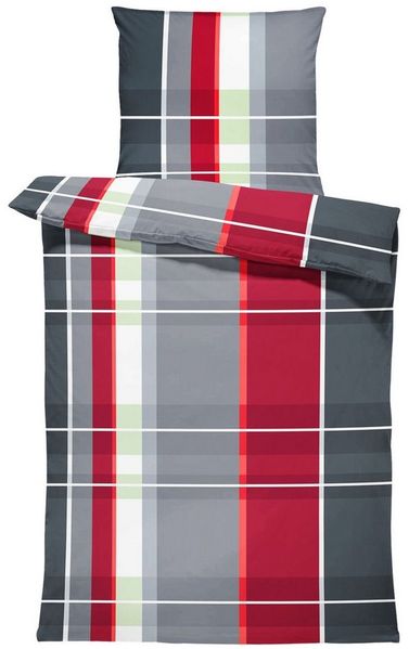 One Home Bettwäsche Motive, Mikrofaser, 2 teilig, Kariert Gestreift Modern, Knitterfrei Weich für Sommer und Winter