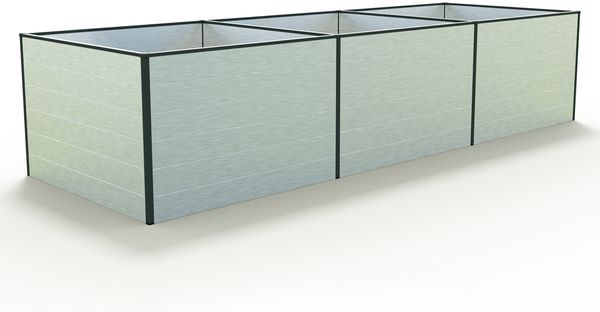 GFP Aluminium Hochbeet KINGSIZE DANIELA - 351 x 119 x 77 cm - Alu natur, Stecksystem, langlebig