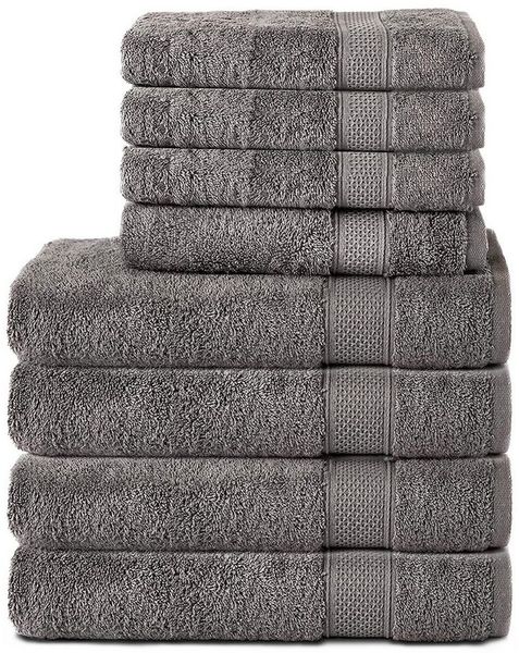 Komfortec 8er Handtuch Set aus 100% Baumwolle, 4 Badetücher 70x140 und 4 Handtücher 50x100 cm, Frottee, Weich, Towel, Groß, Anthrazit Grau