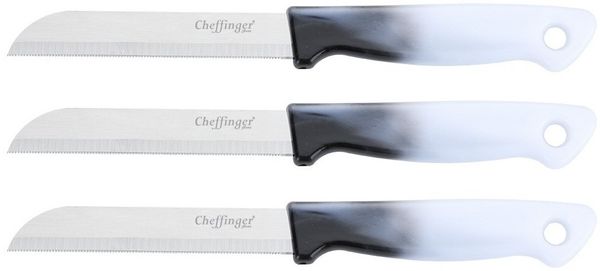 3 Stück Küchenmesser 18 cm mit ergonomischem Griff - vielseitig & pflegeleicht, Schwarz