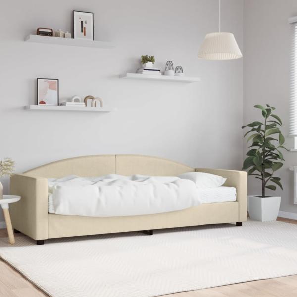 vidaXL Tagesbett mit Matratze Creme 80x200 cm Stoff 3197169