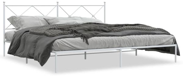 Doppelbett, Bettgestell Modernen mit Kopfteil Metall Weiß 200x200 cm d863e