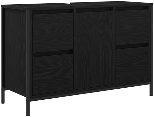 vidaXL Waschbeckenunterschrank mit Schubladen Schwarz Eichen-Optik 861887