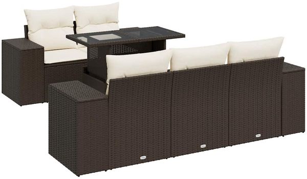 vidaXL 6-tlg. Garten-Sofagarnitur mit Kissen Braun Poly Rattan 3326734 Bild 2