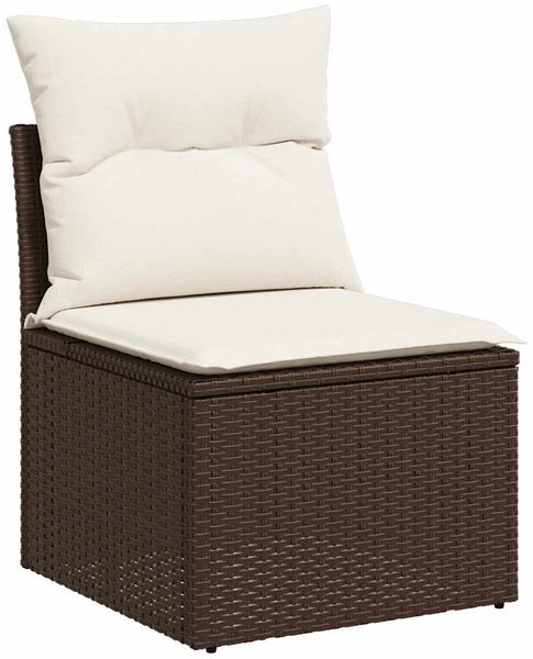 vidaXL 6-tlg. Garten-Sofagarnitur mit Kissen Braun Poly Rattan 3326734 Bild 4