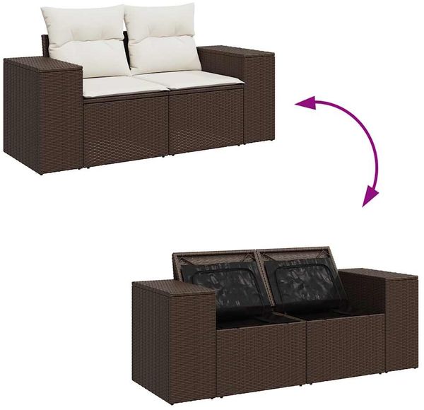 vidaXL 6-tlg. Garten-Sofagarnitur mit Kissen Braun Poly Rattan 3326734 Bild 6