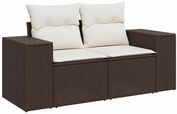 vidaXL 6-tlg. Garten-Sofagarnitur mit Kissen Braun Poly Rattan 3326734 Bild 3