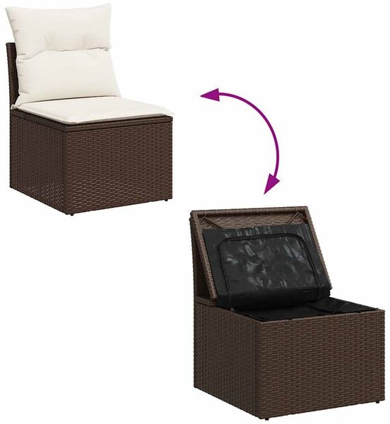 vidaXL 6-tlg. Garten-Sofagarnitur mit Kissen Braun Poly Rattan 3326734 Bild 7