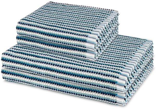 Möve Bliss 4 tlg. Frottier-Set - 2 X Handtuch (50 X 100cm), 2 X Duschtuch (67 X 140cm) - 500 - Blau / grün
