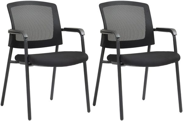 2er Set Besucherstuhl DARWIN - Metall Schwarz 58x60x86 cm | Besucherstühle Konferenzstuhl Wartezimmerstuhl Bürostühle Bürostuhl Konferenzraum