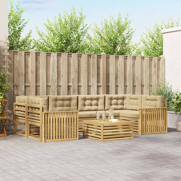 vidaXL Outdoor-Sofagarnitur 7 pcs Weiß und Beige 3390123