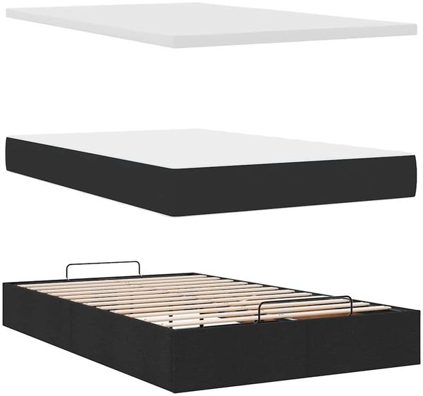 vidaXL Ottoman-Bett mit Matratze Schwarz 120x200 cm Stoff 3311617 Bild 8