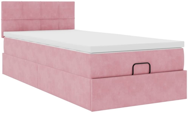 vidaXL Ottoman-Bett mit Matratze & LEDs Rosa 90x190 cm Samt 3312595 Bild 4