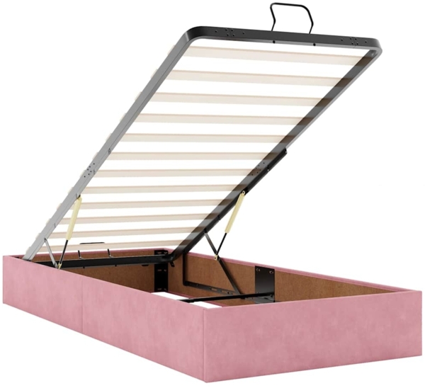 vidaXL Ottoman-Bett mit Matratze & LEDs Rosa 90x190 cm Samt 3312595 Bild 10