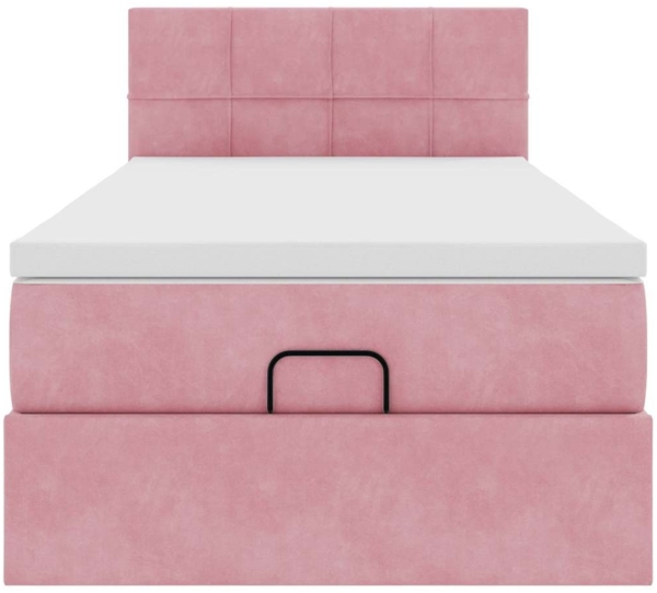 vidaXL Ottoman-Bett mit Matratze & LEDs Rosa 90x190 cm Samt 3312595 Bild 5