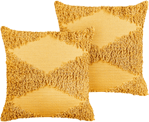 Kissen 2er Set RHOEO Baumwolle 45 x 45 cm Geometrisches Muster Getuftet Gelb