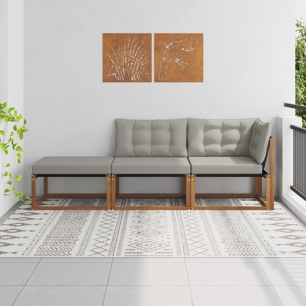 vidaXL Sectional Sofa Einheiten 3 Stück Natürlich und Hellgrau 900654