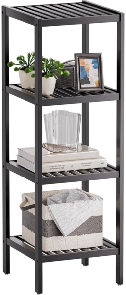 Bambusregal Badregal 4 Ebenen Organizer Wohnzimmer Küche 4 Ablagefächer Schwarz