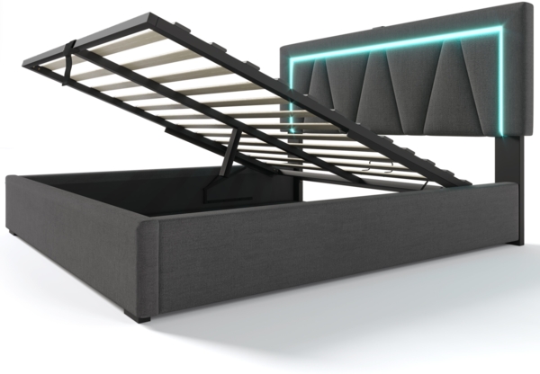 Polsterbett 90x200 cm aus Leinen mit USB- und Type-C-Anschlüssen – gepolstertes Panel-Kopfteil, komfortables Einzelbett Bild 10