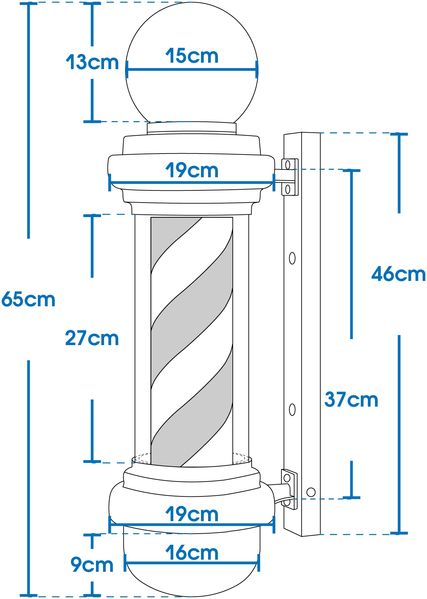 Barberpub Barber-Pole Barbierstab mit LED-Kugelleuchte drehbar Saloneinrichtung L018B Bild 3