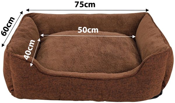 lionto Katzenkissen modernes Bett mit Plüsch-Innenfläche & meliertem Außenbezug, rutschfest, waschbar, 75x60 cm, braun Bild 7