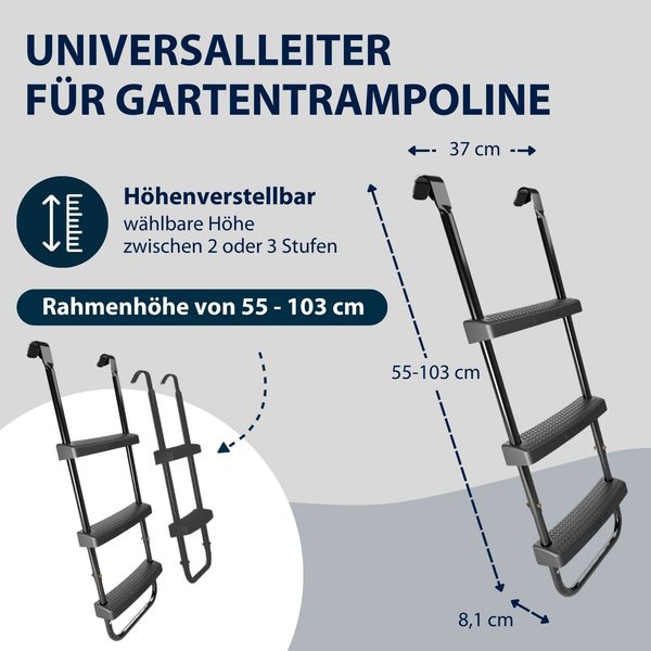 Höhenverstellbare Trampolinleiter, von 55 bis 103 cm