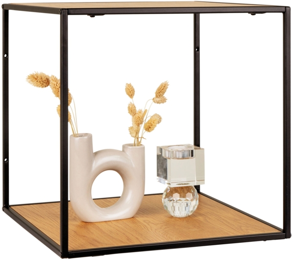 Wandregal, Eichenoptik, Gestell schwarz, 36 x 36 x 36 cm