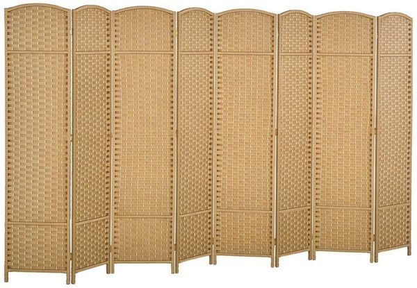 HOMCOM Paravent 320 x 170 cm Raumteiler (Sichtschutz, 8 St, Faltbar Trennwand aus Bambus), Raumtrenner Stellwand für Wohnzimmer Natur