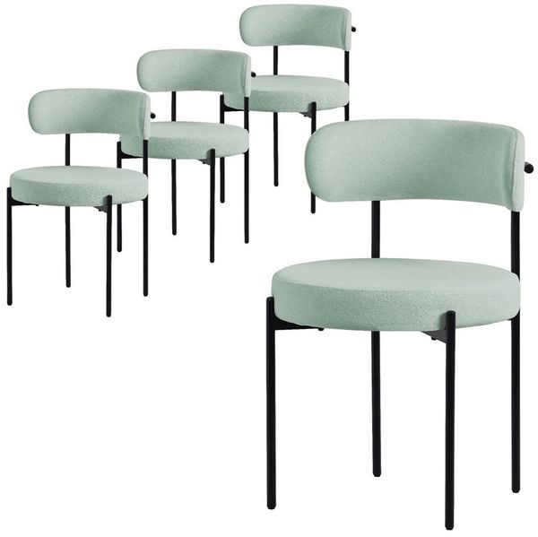 ML-DESIGN Polsterstuhl Esszimmerstühle Gruppe Küchenstuhl aus Teddystoff mit Metallbeinen (4 St), Clubstuhl 4er Set Wohnzimmerstuhl Grün moderne Design Lounge Stuhl