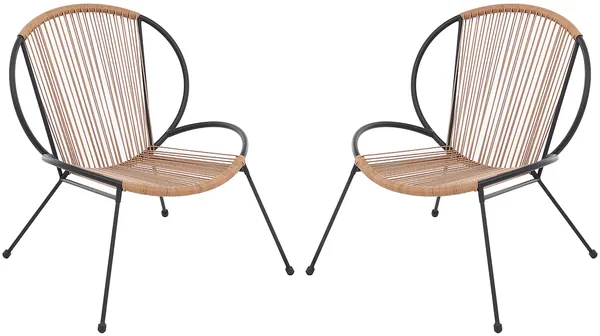 Vente-unique - NIKAO Gartensitzgruppe Harz SchwarzBeige - B 73 cm x H 76 cm x L 69 cm