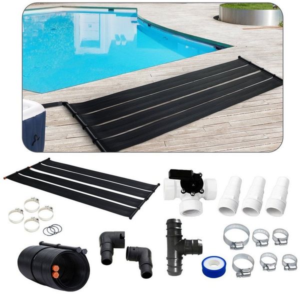 Arebos Pool-Solarkollektor Solarheizung, Poolheizung, Solarmatte, Solarabsorber, Bypass Set, (Set, 100-St, inkl. Bypass - Set), Beliebig erweiterbar, inkl. Bypass-Set