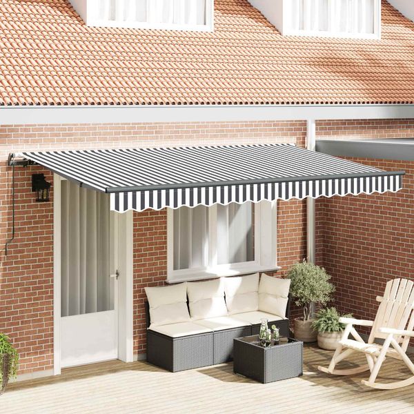 Einziehbare Markise, Sonnenmarkise Anthrazit 400 x 200 cm Stoff