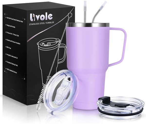 Livole 30oz 900ml Doppelwandiger Thermobecher mit Henkel und