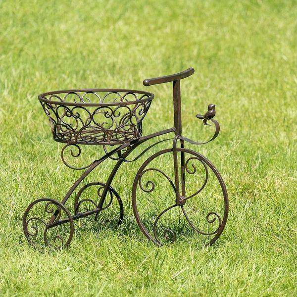 Moritz Blumentopf Pflanzfahrrad Blumentopfhalter 47x43x25cm, Pflanzkorb Landhausstil Shabby Blumentopfhalter Gartendeko
