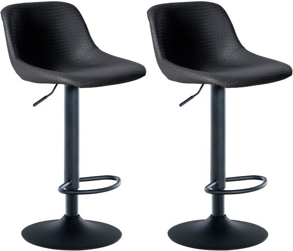CLP 2er Set Barhocker Loft mit Rückenlehne und 360 drehbar,schwarz Kunstleder