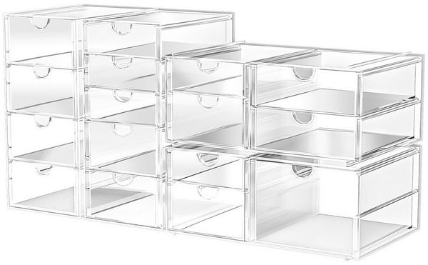 POPOLIC Make-Up Organizer Make-Up Organizer Kosmetikorganizer mit 7/16/19/22/30 Schubladen, Schubladenbox, 16-tlg, Aufbewahrungsbox mit Schubladen, Schreibtischorganizer mit Schubladen