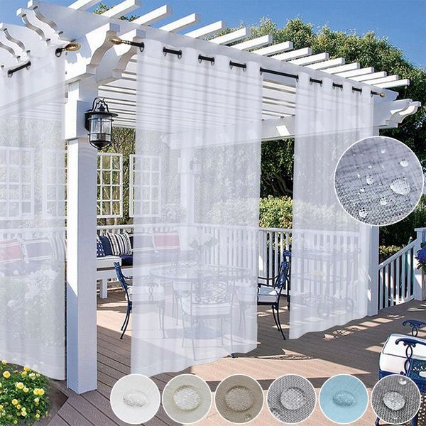 BTTO V&G Outdoorvorhang Wasserdichter Gardinen,Balkon Vorhang,Outdoor Vorhang mit Ösen (4 St), Transparenter Terrassenvorhang