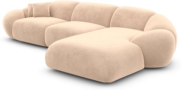 Samtstoff Ecksofa Solverde L Form - Samtstoff - beige - Rechts
