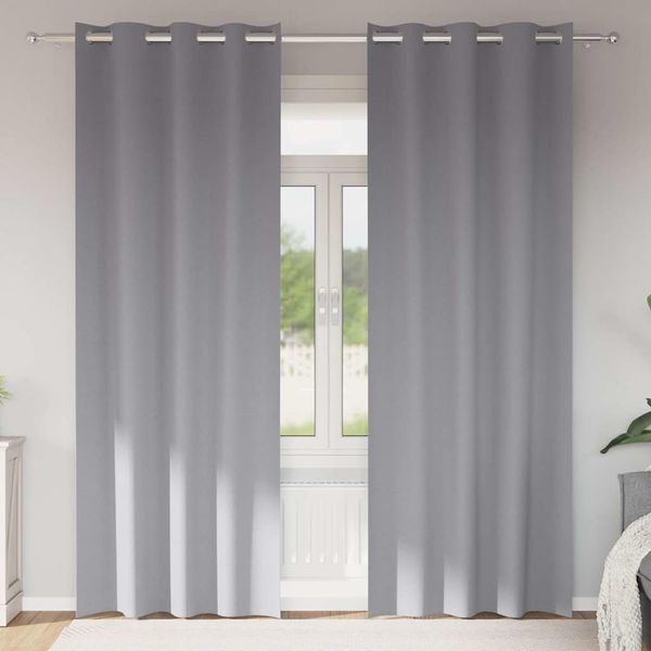 vidaXL Verdunkelungs-Vorhänge mit Ringen 2 pcs Hellgrau 225 x 140 cm 4107345