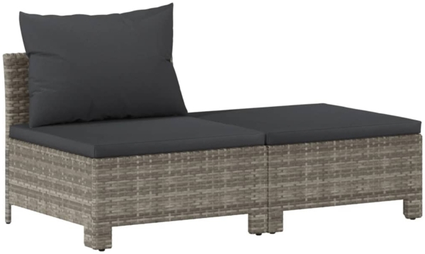 vidaXL 2-teiliges Garten-Lounge-Set mit Kissen Grau Poly Rattan 362690