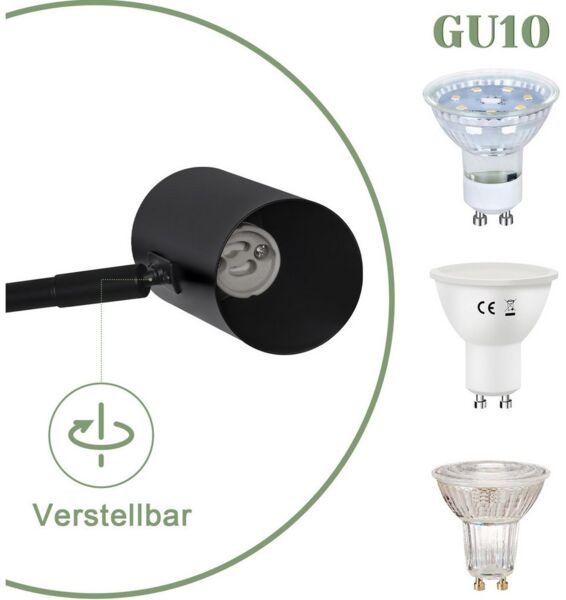 Nettlife Wandleuchte Innen Wandlampe Schwarz Vintage Schwenkbar Metall, Ohne Schalter Stecker, LED wechselbar, Schlafzimmer Treppenhaus Wohnzimmer