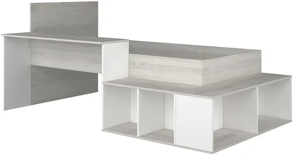Vente-unique - RIGALI Bett Holz, Platte BeigeWeiß - B 128,8 cm x H 100,5 cm x L 204,4 cm233,2 cm Bild 4