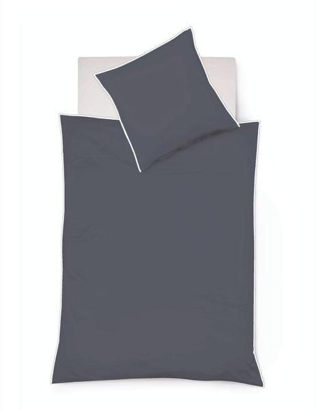 Fleuresse Black Premium Schweizer Satin Bettwäsche mit 3 seitiger Paspel, Uni granit