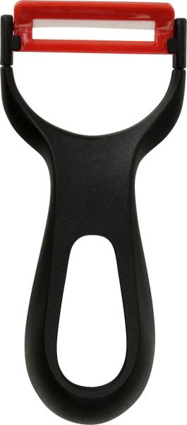 Fackelmann Ziehschäler Ergonomic, Sparschäler, Gemüseschäler, Keramik, PP, schwarz, rot, 13. 5 cm, 41977