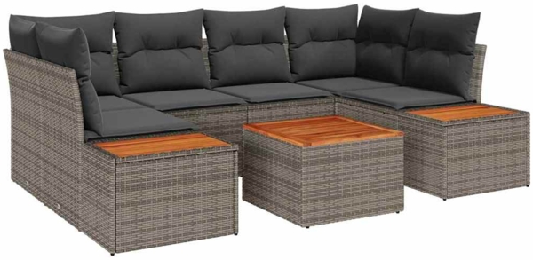 vidaXL Garten-Sofa-Set mit Kissen mit Speicher 6 pcs Grau Poly Rattan 3356704 Bild 1