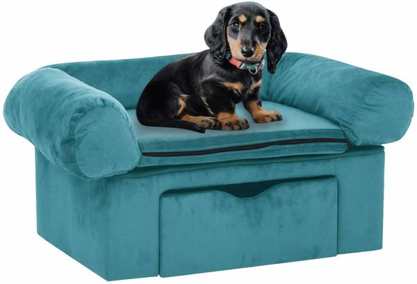 vidaXL Hundesofa mit Speicher Türkis 75 x 50 x 38cm Plüsch 171083