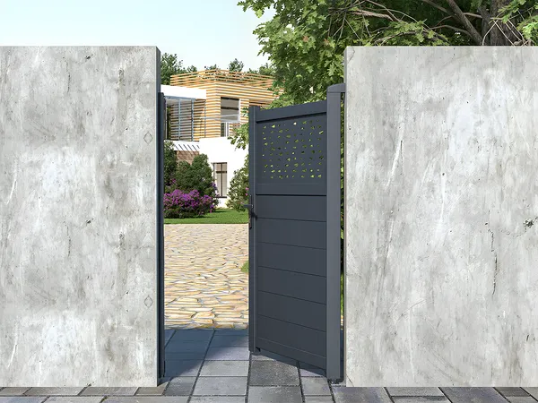 Vente-unique - BAZIO Side gate Metall Grau - B 4,6 cm x H 161 cm x L 100 cm