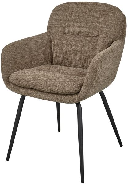 Esszimmerstuhl Runa aus Chenille-Stoff, modernes Design, sandfarben, gepolstert, Metallgestell