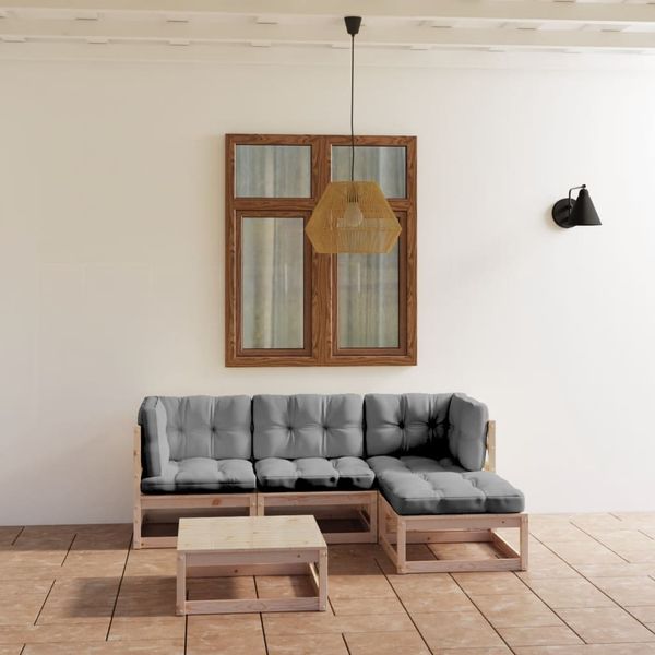vidaXL 5-tlg. Garten-Lounge-Set mit Kissen Kiefer Massivholz 3076579