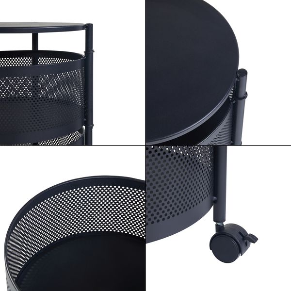 Rollwagen Steigen mit 3 Ebenen 59,5xØ33cm Schwarz [en. casa] Bild 6
